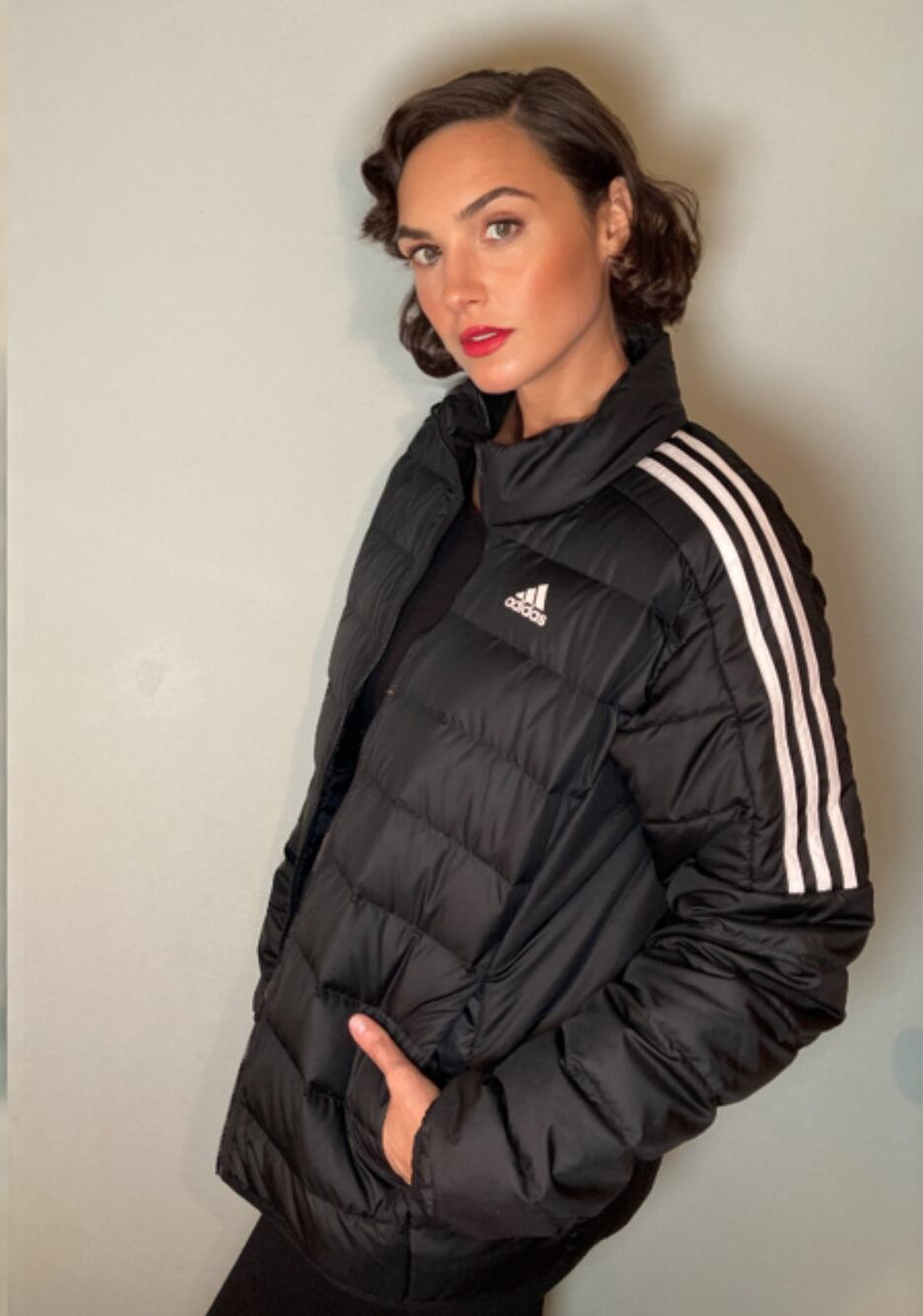 Adidas Down Puffer Jacket Black White Stripes NWT Sz L Mens